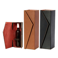 Boîte cadeau magnétique rigide en carton ondulé écologique, noire, de luxe, pour emballage de bouteille de vin individuelle, vente en gros