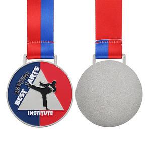 מפעל למות הליהוק מדליות מתכת מותאמות אישית 2d כסף מצופה סגסוגת אבץ אמייל ג 'ודו קראטה טאקוונדו מדליות לוגו מותאם אישית - Product Image 1