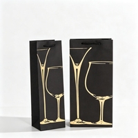 Sac fourre-tout en papier pour bouteille de vin personnalisé, papier couché de luxe avec estampage à chaud or argent, logo pour emballage cadeau de vin rouge