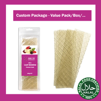Feuille de gélatine bovine halal en vrac Feuilles de gélatine sans saveur or argent sans gluten 140-260 Feuille de gélatine pour dessert