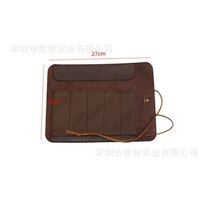Customized leather multi-functional <b>tool</b> <b>bag</b>, <b>roll</b>-up storage <b>bag</b>, hair scissors folding leather case. - Product Image 5