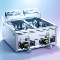 Freidora Comercial de Gas Natural de Doble Tanque de Acero Inoxidable de 12L+12L para Cocina, Pollo Frito, Papas Fritas, Negocios de Catering