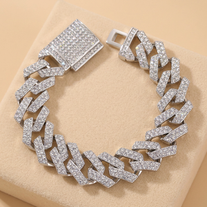 Bracelet gourmette cubaine de luxe en argent, faible MOQ, réponse rapide, pour hommes, style hip-hop, cadeau de fiançailles et de mariage - Product Image 3