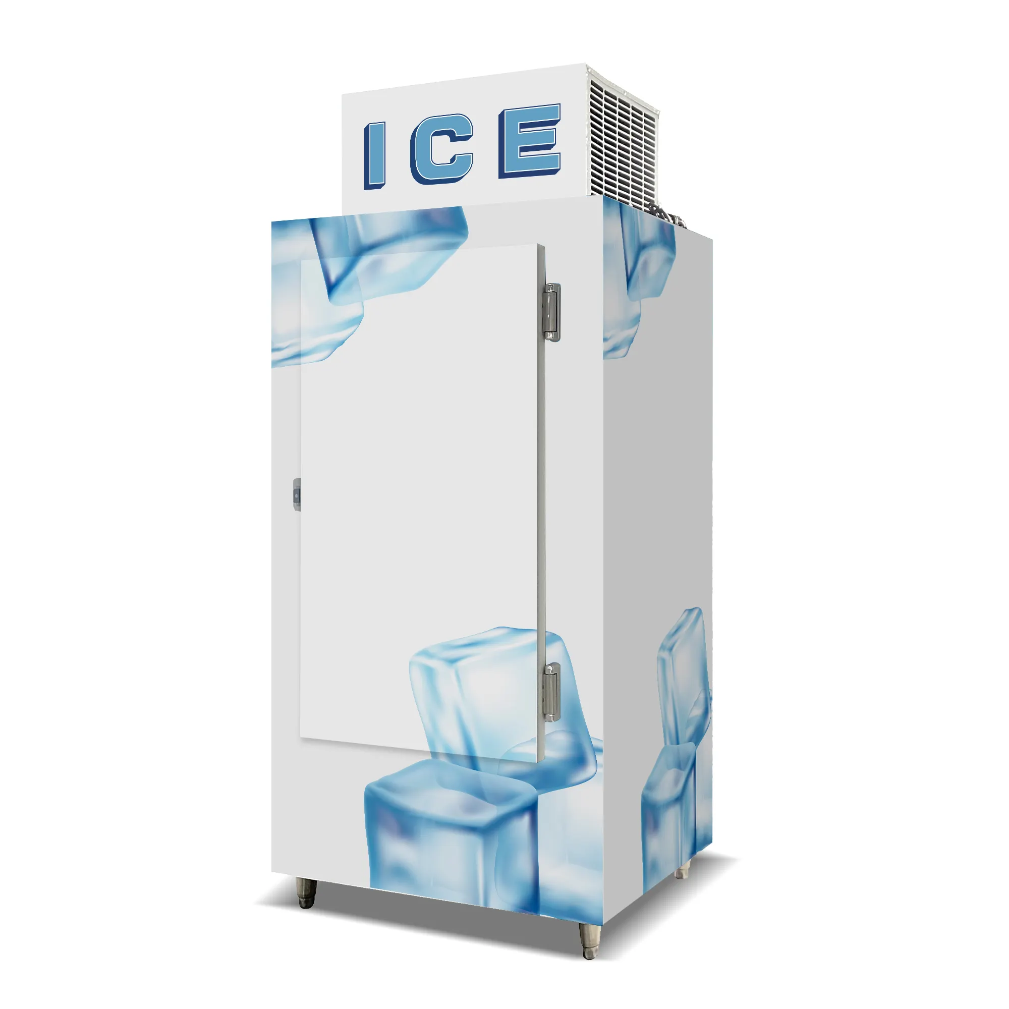 ETL Outdoor Solid Door Ice Merchandiser -18 Degrees Celsius Fan cooling 100bags Ice Bagged Storage Bin