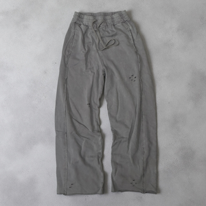 Hot Selling Custom Men's 100% Cotton Ripped Vintage Washed Sweatpants Casual Loose Fit Distressed Knitted <b>Pants</b> for Men - Product Image 3