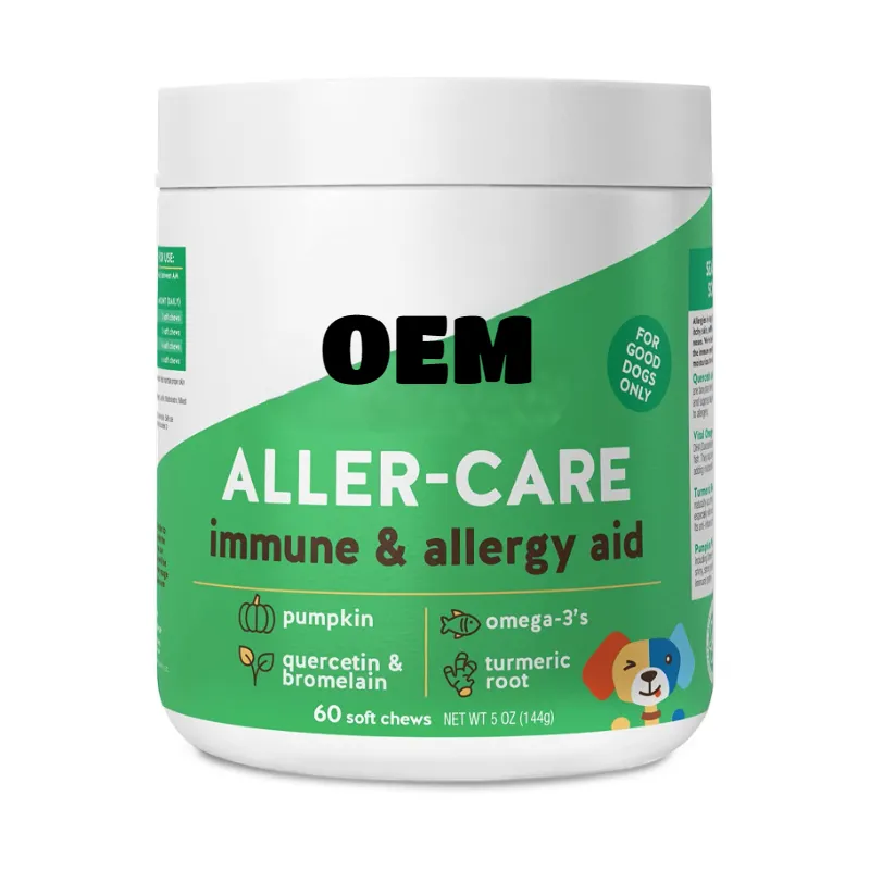 Complément pour friandises pour animaux de compagnie Soulagement des allergies et des démangeaisons Traitement anti-perte des points chauds Supplément pour la peau et le pelage Friandise à mâcher pour chiens