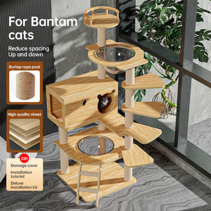 Pakeway, cápsula espacial de salto multicapa de sisal natural moderno de lujo barato, marco de torre de garra de gato Bantam, casa de árbol de gato de madera - Product Image 4