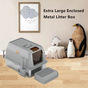 OEM lettiera per gatti Extra Large completamente chiusa in acciaio inossidabile a prova di odore <span class=keywords><strong>Cat</strong></span> wc con vassoio di sabbia facile da pulire - Product Image 4