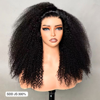 Perruque frontale en dentelle 13x4 bouclée et volumineuse, densité 300%, pré-épilée, avec ligne de cheveux naturelle, en cheveux humains, style Kinky Curly – Fournisseur Populaire