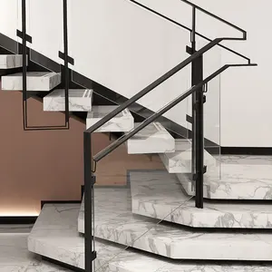 Tianfshan — escalier incurvé et personnalisé, Grand escalier en marbre, avec balustrade en verre, usine