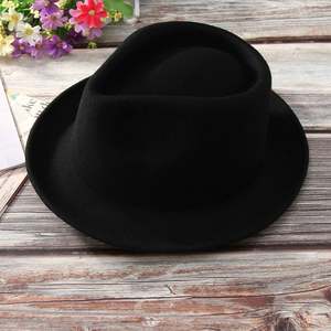 Chapeau Fedora en Laine H7221 pour Homme, Noir, Style Homburg, pour Adultes, Hommes, Style Jazz Bouclé, Uni, pour Tenue Décontractée en Extérieur - Product Image 3