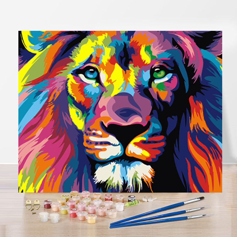 Colorful Lion Abstract Diy Digital Painting - Eco-friendly Wall