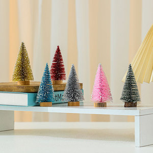 Colorful 10cm glitter mini cedar Christmas <b>trees</b>, a pack of 4 Christmas desktop ornaments - Product Image 3