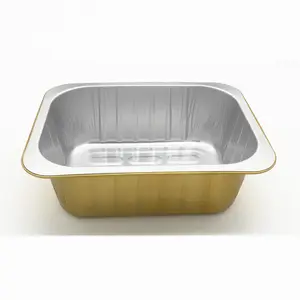 C1800 Heavy-Duty 1800ML Gold Disposable Food Container Food Grade Aluminum Foil One-Off Baking Tray PP Bread Loaf Pans Food Use