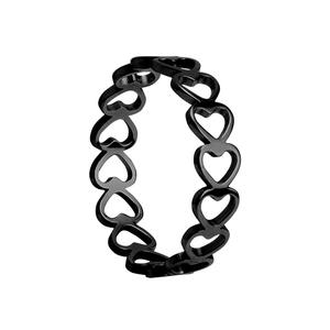 AA01512 venta al por mayor de acero inoxidable femenino oro Color sólido ahueca hacia fuera el corazón anillos pareja amantes plata negro Anillo Para Boda <span class=keywords><strong>Gif</strong></span> - Product Image 6