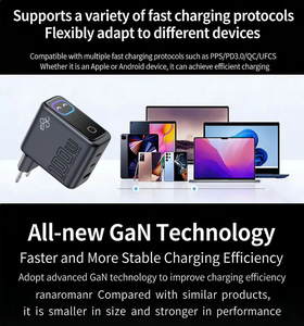 Cargador GaN de 100W con Carga Rápida PD y Pantalla Inteligente, Adaptador de Viaje Plegable para EE. UU. y UE, para Teléfonos Xiaomi y <span class=keywords><strong>Huawei</strong></span>, Cargador Tipo C para Laptop - Product Image 5