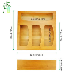 <b>Bamboo</b> Storage Box 12x12inch 4-Compartment Food <b>Container</b> Rectangle Shape For Kitchen Organization - Product Image 1