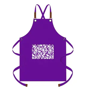 Flower Pattern Sleeveless Cotton Chef Apron Pocket Anti Fouling Multi-color Cooking Kitchen Printed Apron