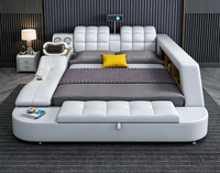 Luxuriöses Kingsize-Bettgestell, Schlafzimmermöbel-Set, Modernes California-Doppelbett, Super-Kingsize-Bett mit Smart-Lederbezug