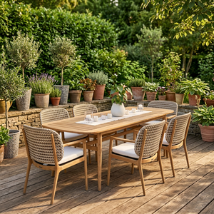 Silla de Jardín Contemporánea de Madera de Teca para Exteriores, Muebles de Patio Acolchados con Color Personalizado para Hoteles y Villas - Product Image 3