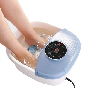 Bain de pieds à eau chauffante 16 rouleaux de massage Massage des pieds avec baignoire et massage à bulles