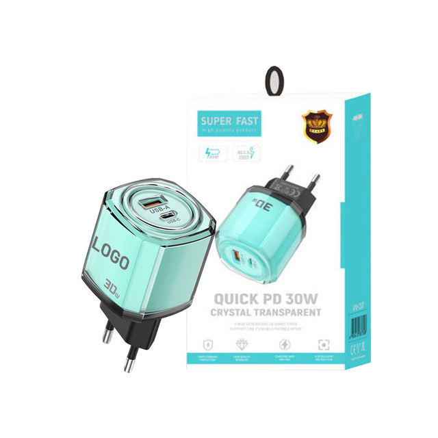 Custom USB Type C Wall Adapter Multi Port 30W PD Power Fast Charging Plug Charger for EU