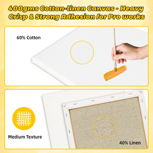 Paquete de 3 Marcos Flotantes de 12x16 Pulgadas, Envueltos <span class=keywords><strong>en</strong></span> Lona, Mezcla de Algodón y Lino (400 GSM), Lienzos <span class=keywords><strong>en</strong></span> Blanco de 15 oz Sin Ácido para Óleos y Acrílicos - Product Image 4