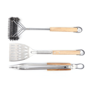 Stainless Steel Grill <b>Tool</b> Set With Wood Handle 3 Piece For Outdoor <b>BBQ</b> Cooking And Flipping Durable Design - Product Image 1