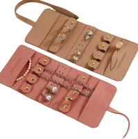 Microfibre 24*10cm Portable Multifonctionnel Petit Bijoux Rouleau Boucles D'oreilles, Bagues, Boucles D'oreilles, Colliers Sac De Rangement Pochette À Bijoux