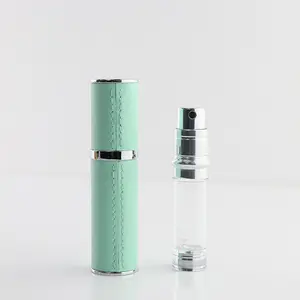 5Ml Navulbare Parfumfles Kleine Mini Verstuiver Met Lederen Sticker Metalen Flessen