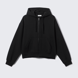 Sweat-shirt à capuche zippé personnalisé pour homme, en mélange de polyester recyclé et de coton, molleton uni, double couche, fabricant OEM - Product Image 2