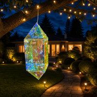Ornement suspendu en diamant irisé LED, décoration de Noël et de mariage, fonctionne à piles, holographique, cadeau moderne pour les fêtes
