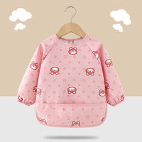 Nouveauté Échantillons Gratuits Bavoir Bébé Unisexe Personnalisé à Manches Longues Imperméable en Polyester/EVA Lavable avec Fermeture à Lacets et Poche Plissée