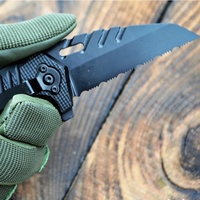 Couteau pliant tactique à ouverture assistée, lame dentelée, manche en aluminium anodisé noir 6,5 pouces, modèle EDC MX-A804 F75, vente en gros pour petites commandes