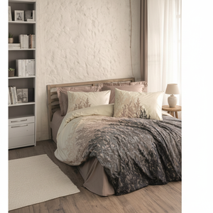 Parure de lit double en coton beige Lindon, 4 pièces, motif de Noël tissé, décor de maison de luxe, personnage de dessin animé, thème scénique - Product Image 3