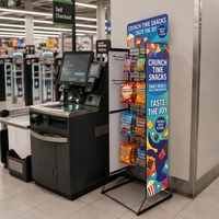 Présentoir pliable à grille légère et réglable pour viande séchée, bonbons et chips, idéal pour les sections de snacks et confiseries