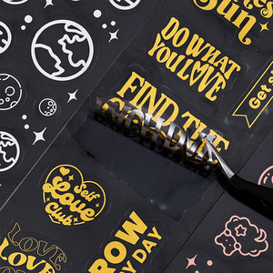 2025 mới trang trí không thấm nước PET Sticker Sheets trong suốt máy tính xách tay chất liệu laser lá dập Sticker - Product Image 5