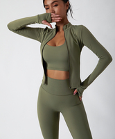 Fabricant de vêtements, logo personnalisé, nouvelle collection 2026, vêtements de sport pour femmes, ensemble 3 pièces à revers, vêtements de yoga pour femmes, ensemble de leggings de yoga