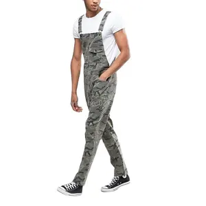Kledingleveranciers Groothandel Camo Print Overalls Heren Denim Jeans In Kaki