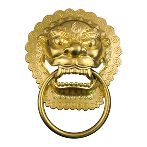 Poignée de décoration de surface en cuivre en forme de tête de lion chinois, 26x19cm, pour portes en bois - Product Image 5