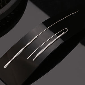 SE111RINNTIN低刺激性Aペア925スターリングシルバータッセルスレッドドロップイヤリングロングテニスチェーンイヤーライン - Product Image 4