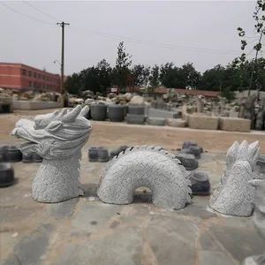 Bahçe dekorasyon gri granit ejderha heykeller çin ejderha oyma