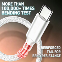 Kabel Pengisian Daya Digital Display Nylon Braided 100W USB C-C /27W C-L Kabel Data Daya Cepat untuk Ponsel Tablet Pasokan Grosir