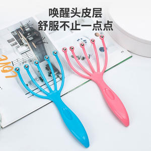 Masajeador de cabeza tipo rodillo rosa de cinco garras, peine para masaje del cuero cabelludo, herramienta manual para el cuidado de los meridianos, para aliviar el cabello y el cuero cabelludo - Product Image 3