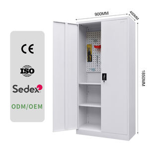 Armoire de classement en métal robuste moderne avec cloisons en panneaux perforés - Rangement vertical 2 en 1 pour dossiers et outils, utilisation à domicile, au bureau ou dans le garage - Product Image 1