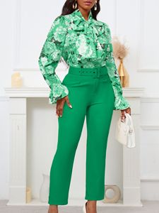 Conjunto de Dos Piezas de Blusa de Oficina Nueva de 2025, <span class=keywords><strong>Elegante</strong></span> Camisa de Manga Larga con Estampado y Pantalones <span class=keywords><strong>para</strong></span> <span class=keywords><strong>Mujer</strong></span> - Product Image 3