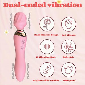 Jouets sexuels féminins, stimulateur du clitoris, jouets sexuels <span class=keywords><strong>pour</strong></span> femmes, vibromasseur à double tête AV avec 10 modes de fréquence, masseur du point G - Product Image 2