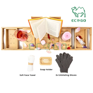 Baignoire extensible de luxe Caddy plateaux bambou naturel salle de bain lit organisateur plateau baignoire Caddy plateau - Product Image 5