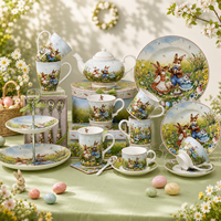 Théière populaire en céramique de luxe avec motif familial du Lapin de Pâques, idéale pour Pâques