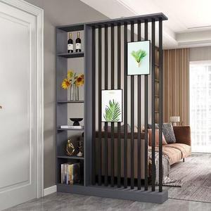 Paravent moderne en métal avec étagère de rangement, panneau ouvert pour salon, bureau, appartement - Product Image 1